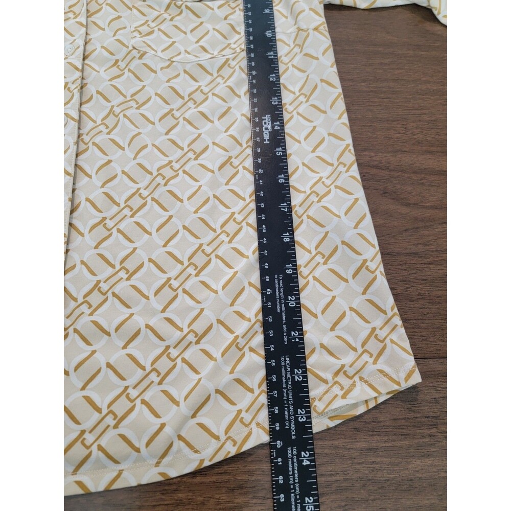 J. McLaughlin Button Down Top Size Large Chain Link 3/4 Sleeve EUC - Picture 16 of 16